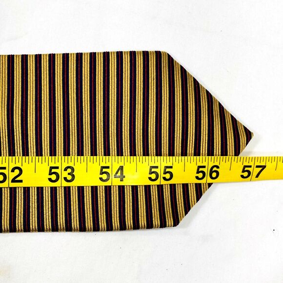 Brooks Brothers Makers Tie Vintage Repp Weave Gold Blue Stripe Nautical - Picture 7 of 8